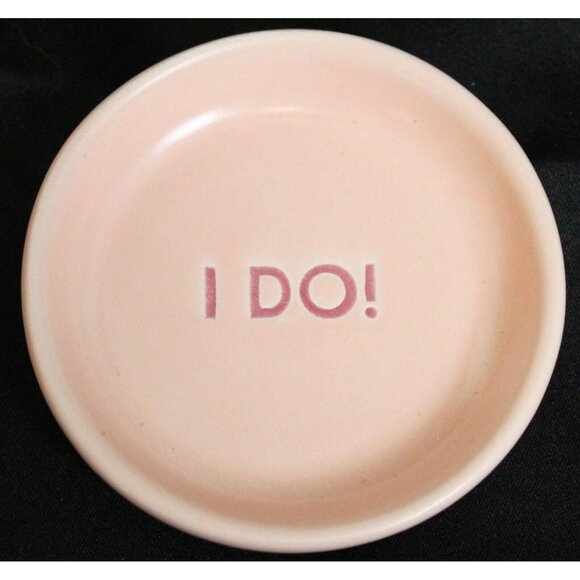 Small Mini Trinket Dishes Wedding Rings I DO Happily Ever After Pink White - Picture 2 of 9